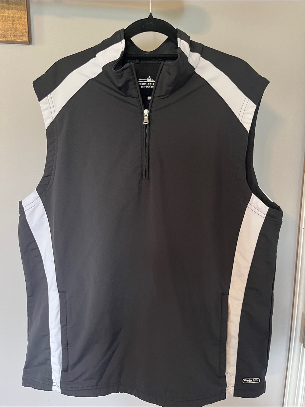 Charles River Apparel Black and White Sleeveless Windbreaker Vest